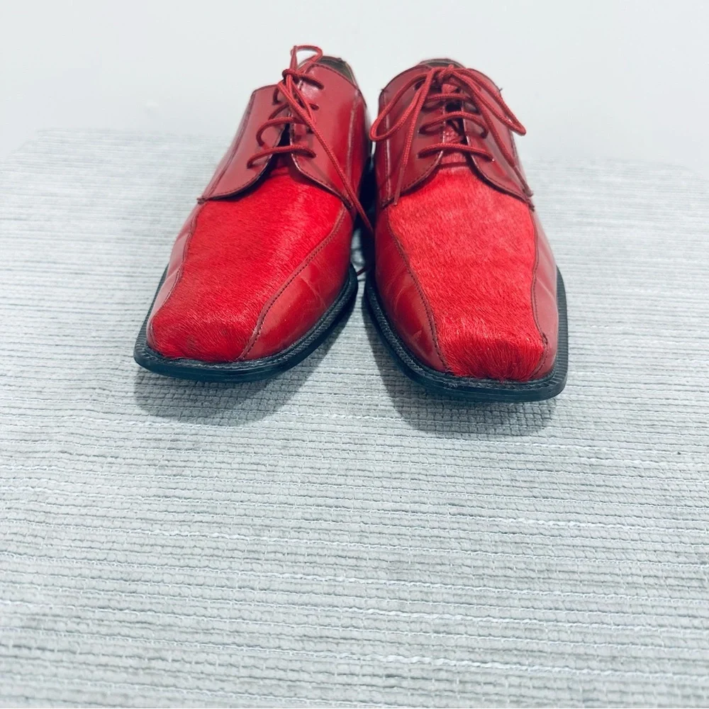 MARCO VICCI ‎ Red Leather Lace Up Men’s Size 10,5 M Dress Shoe
